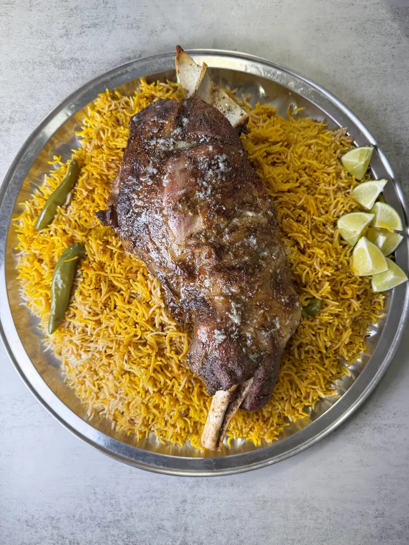 Sajji (Traditional BBQ Leg of Lamb), ready to serve