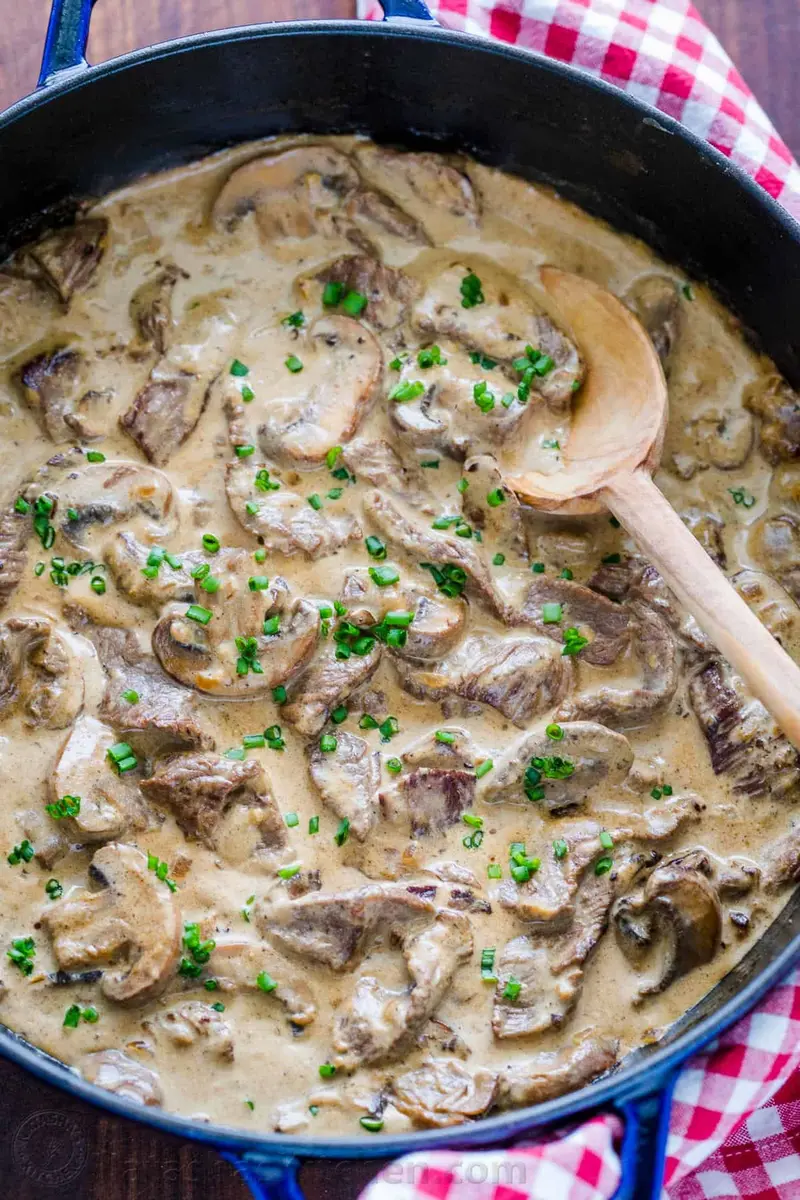Beef Stroganoff, ready to serve