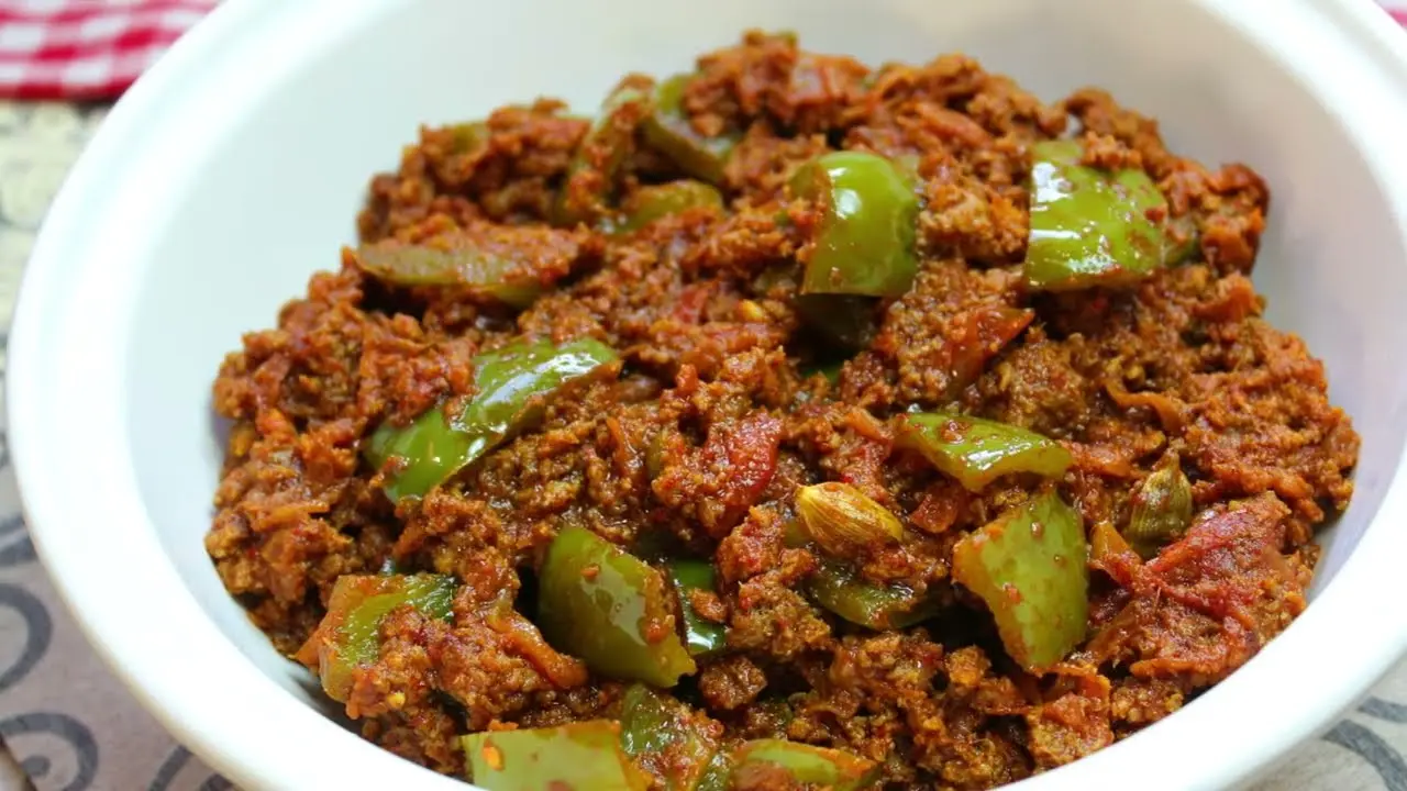 Keema with Capsicum, ready to serve