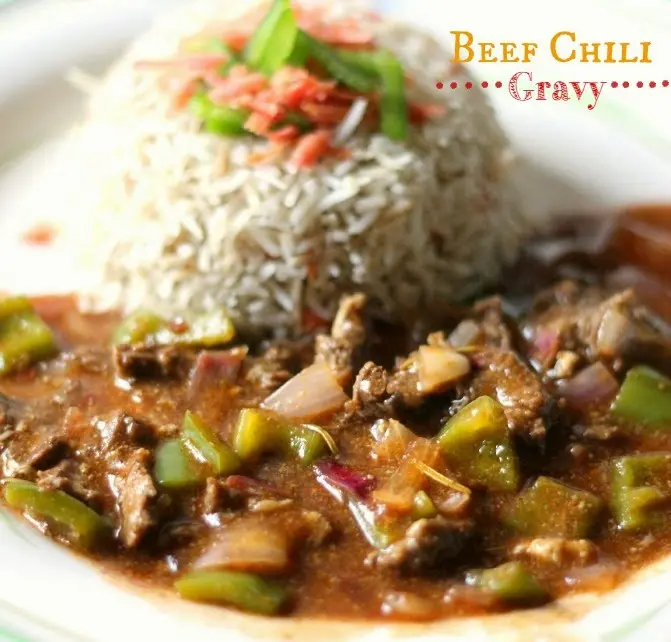 Beef and Chilies with Gravy, ready to serve